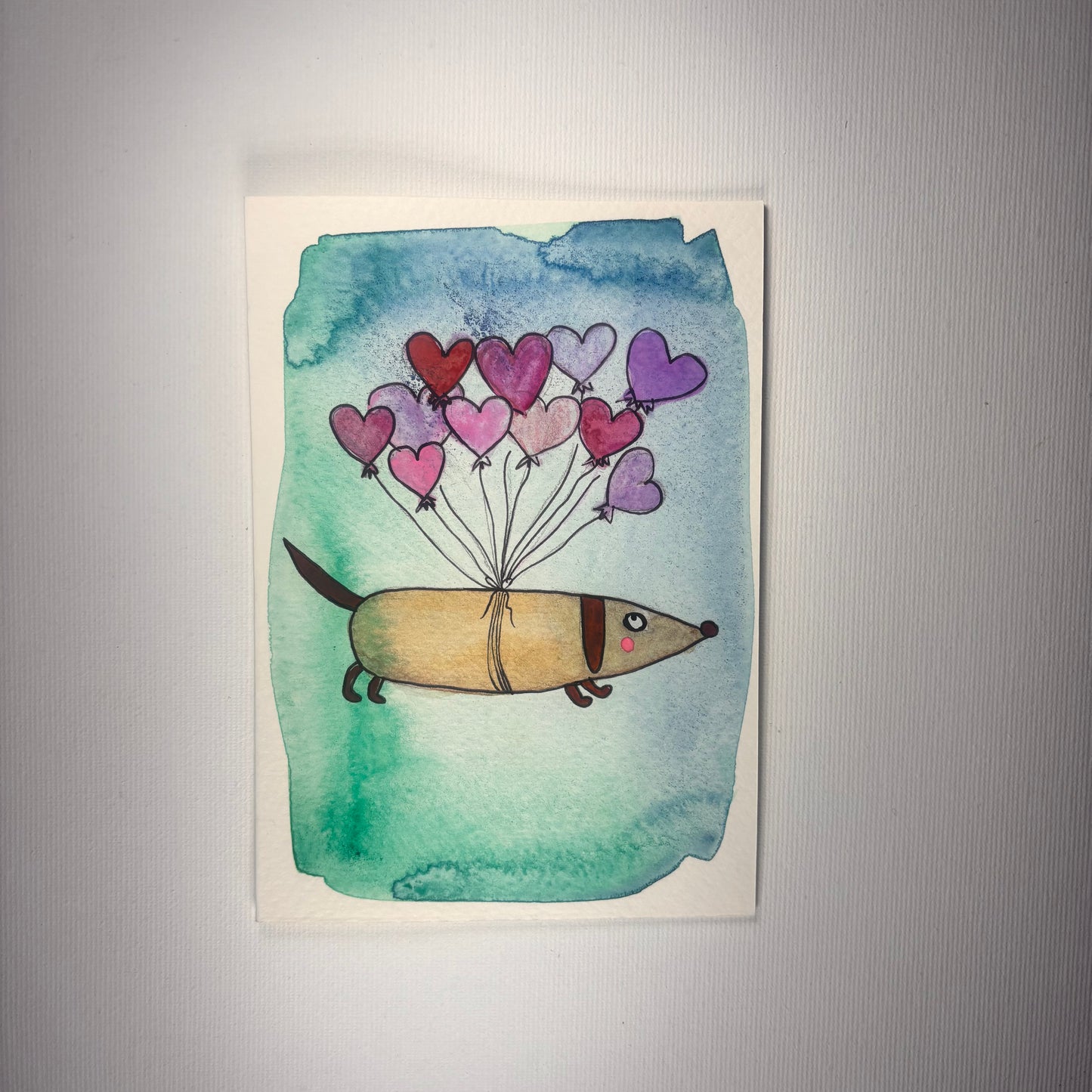 Liebe - Dackel mit Herzbalone