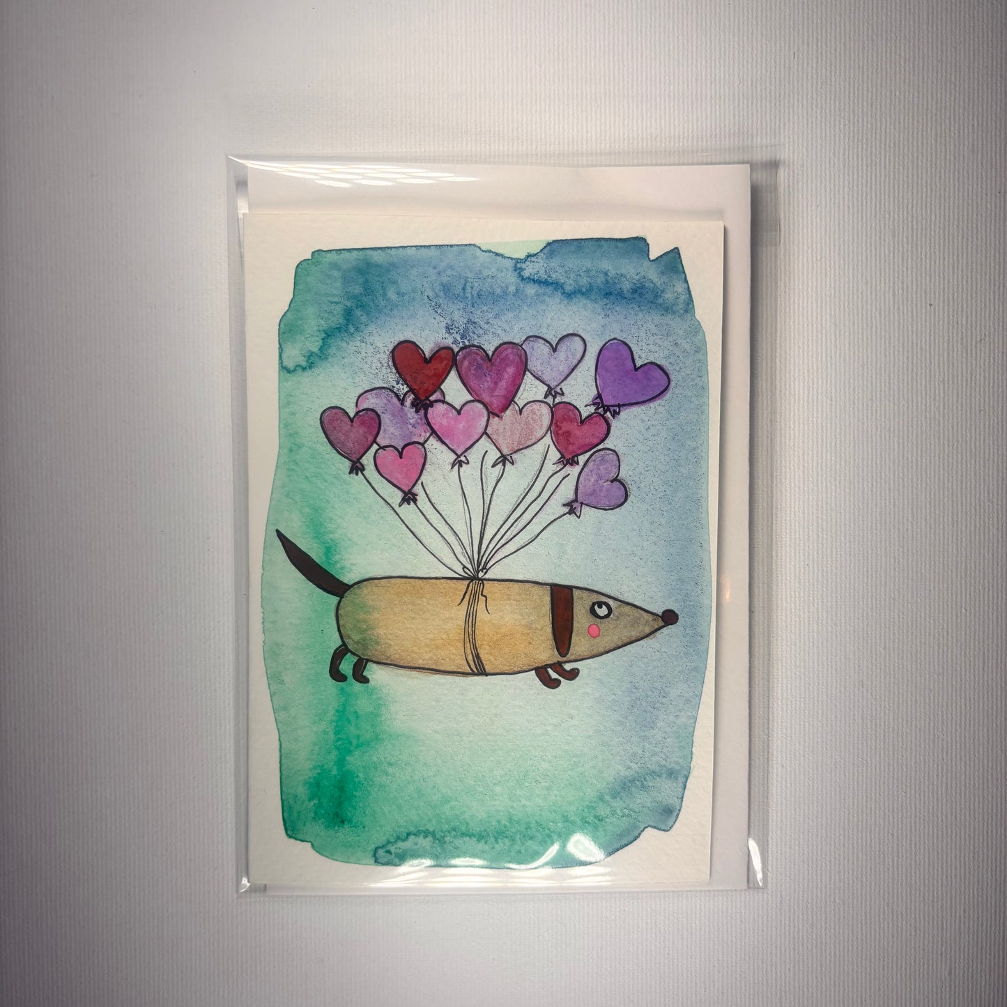 Liebe - Dackel mit Herzbalone