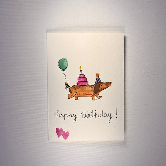 Geburtstag - Dackel mit Torte