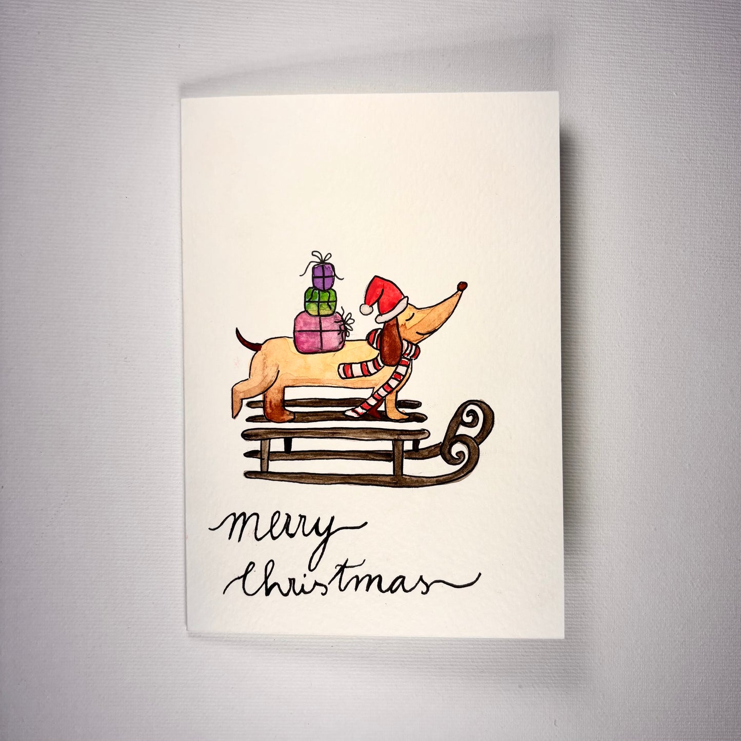 Weihnachten - Dackel auf Schlitten