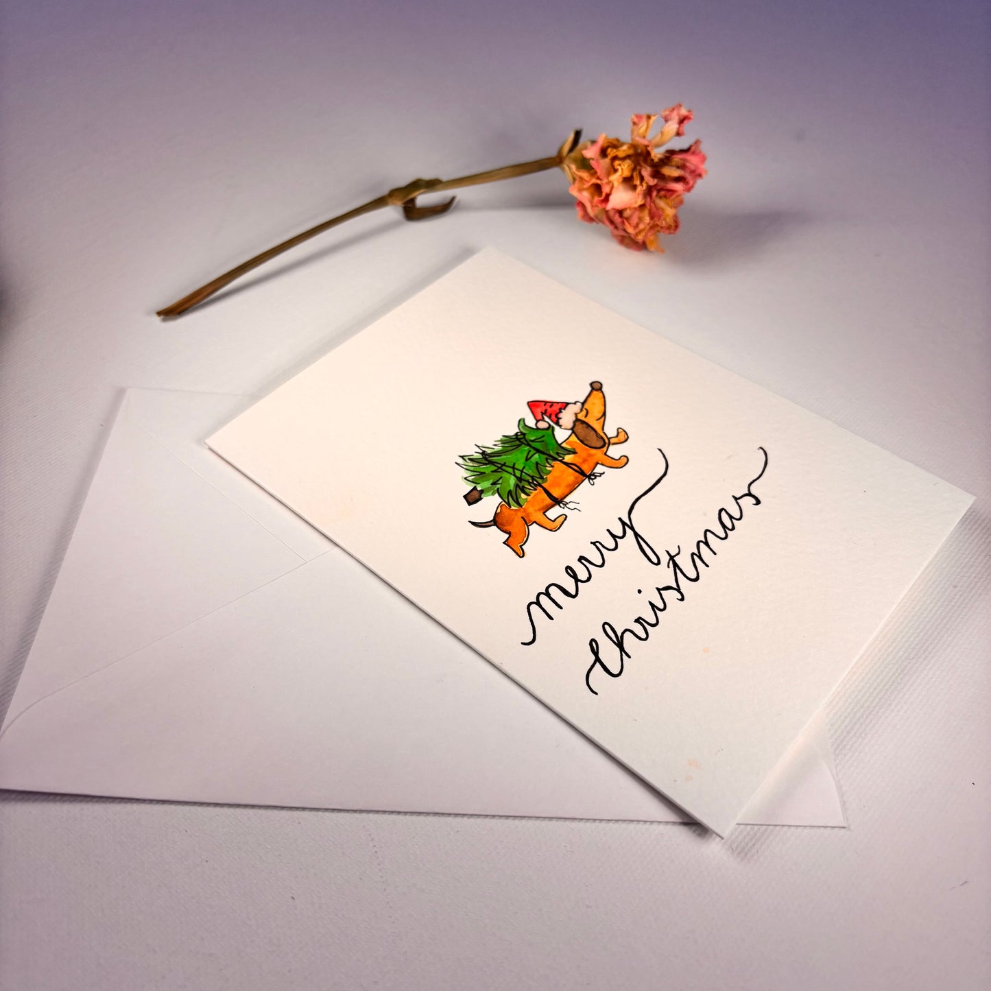 Weihnachten - Dackel mit Weihnachtsbaum