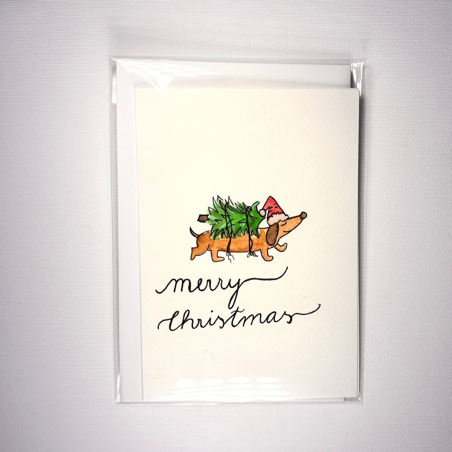 Weihnachten - Dackel mit Weihnachtsbaum